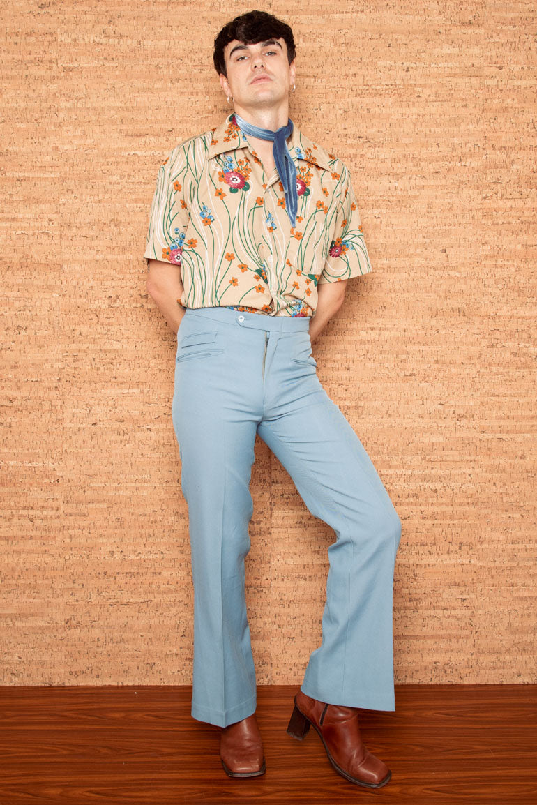 Vintage 1970s Mens Blue Flared Trousers – The Hippie Shake