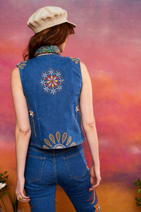 Revolution Blues Embroidered Denim Vest