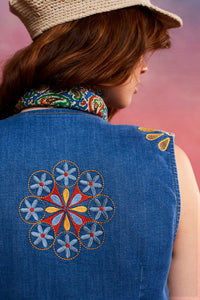 Revolution Blues Embroidered Denim Vest