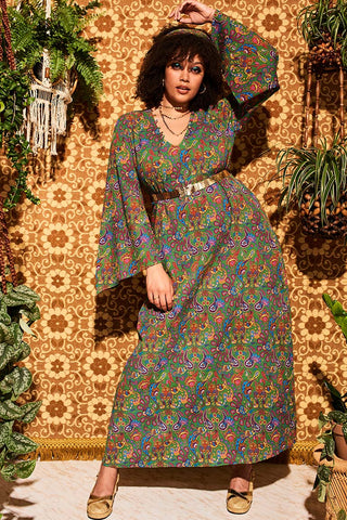 Lady Of The Canyon Green Paisley Maxi Dress – The Hippie Shake