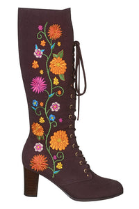 Penny Lane Brown Floral Embroidered Boots – The Hippie Shake