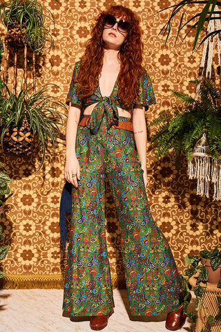 Wiggle Wiggle Green Paisley Wide Leg Trousers – The Hippie Shake